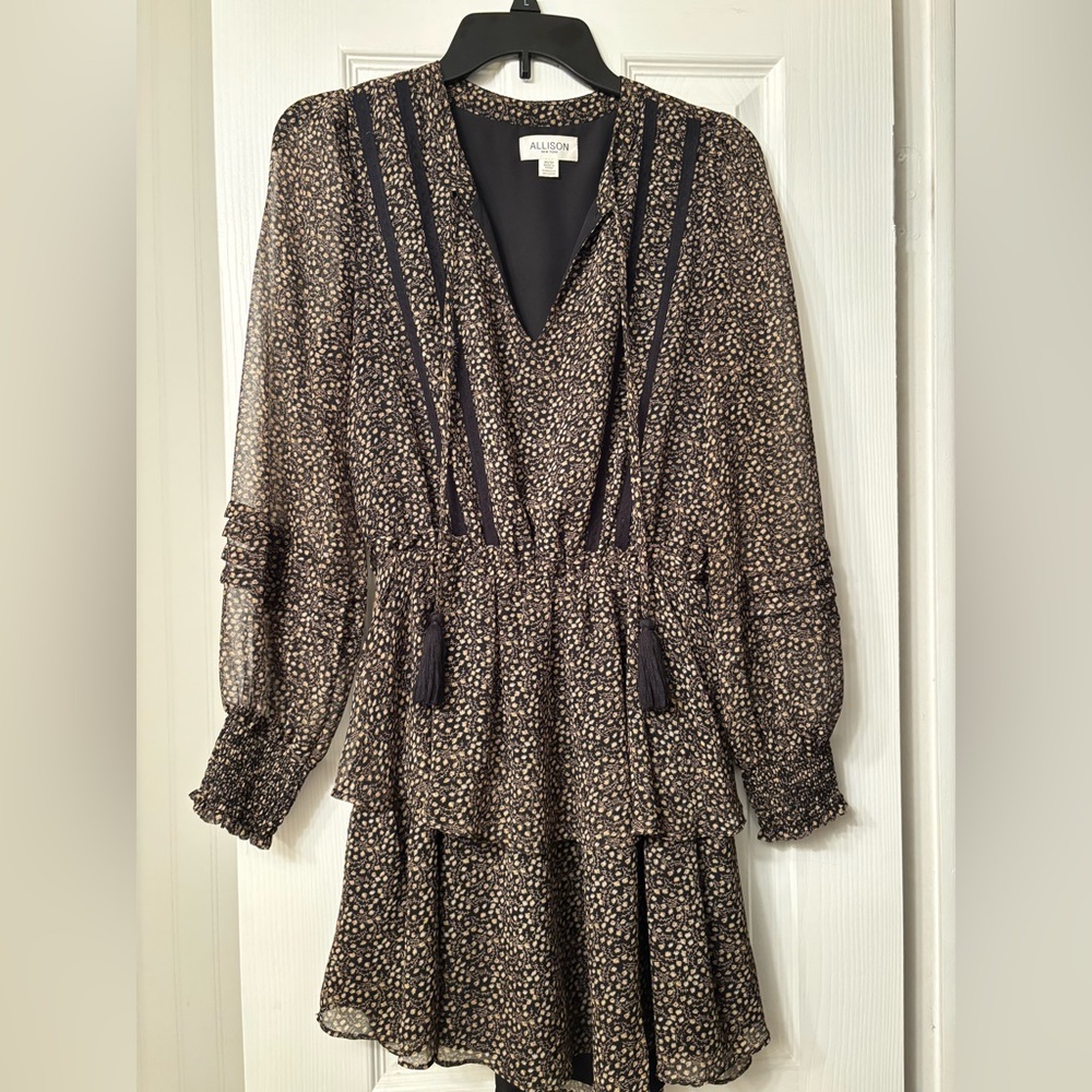 Allison New York printed black mini dress extra small